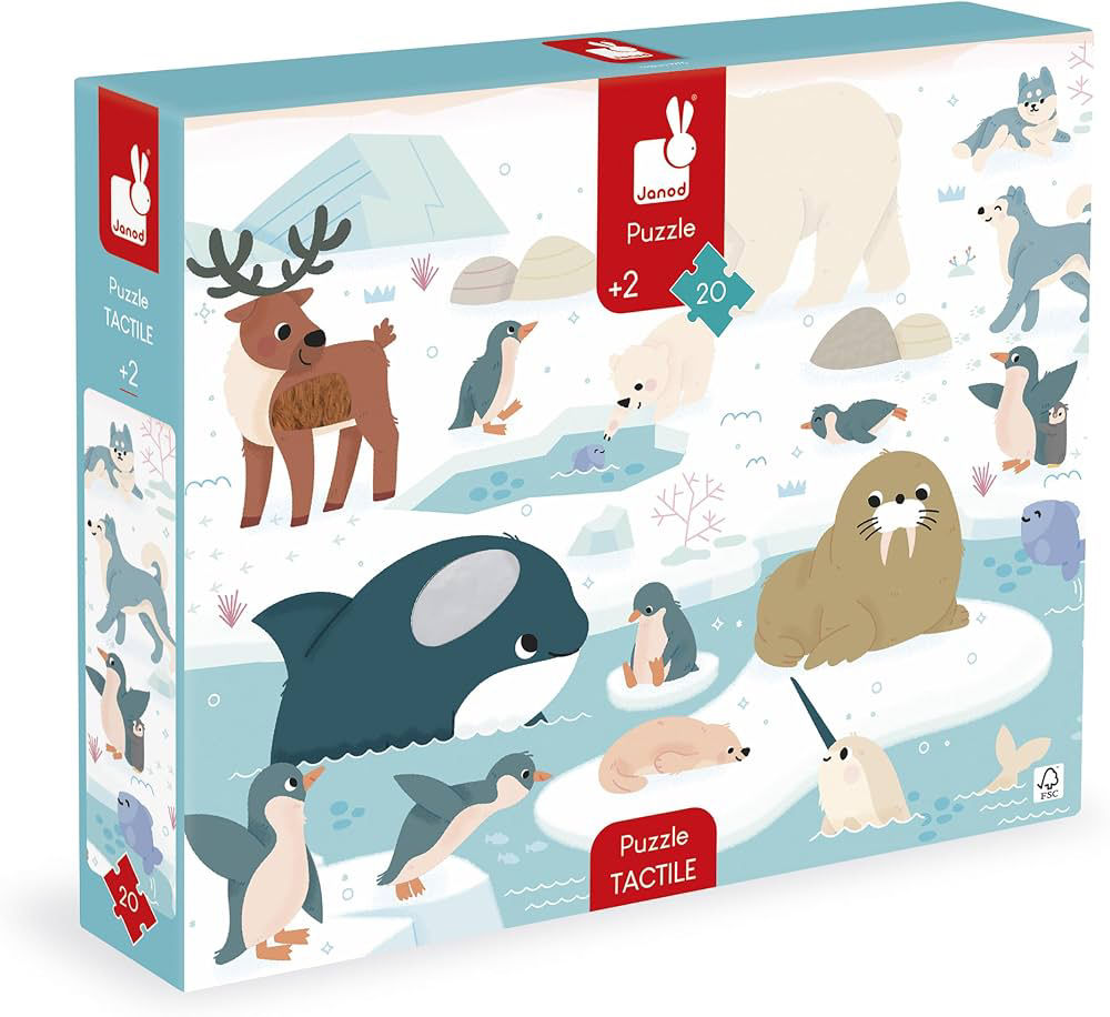Janod - Tactiele Puzzel Pooldieren - 20 stuks (+2j)