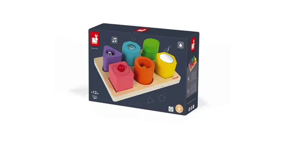 Thumbnail: Janod - sensorische puzzel met 6 vormblokken