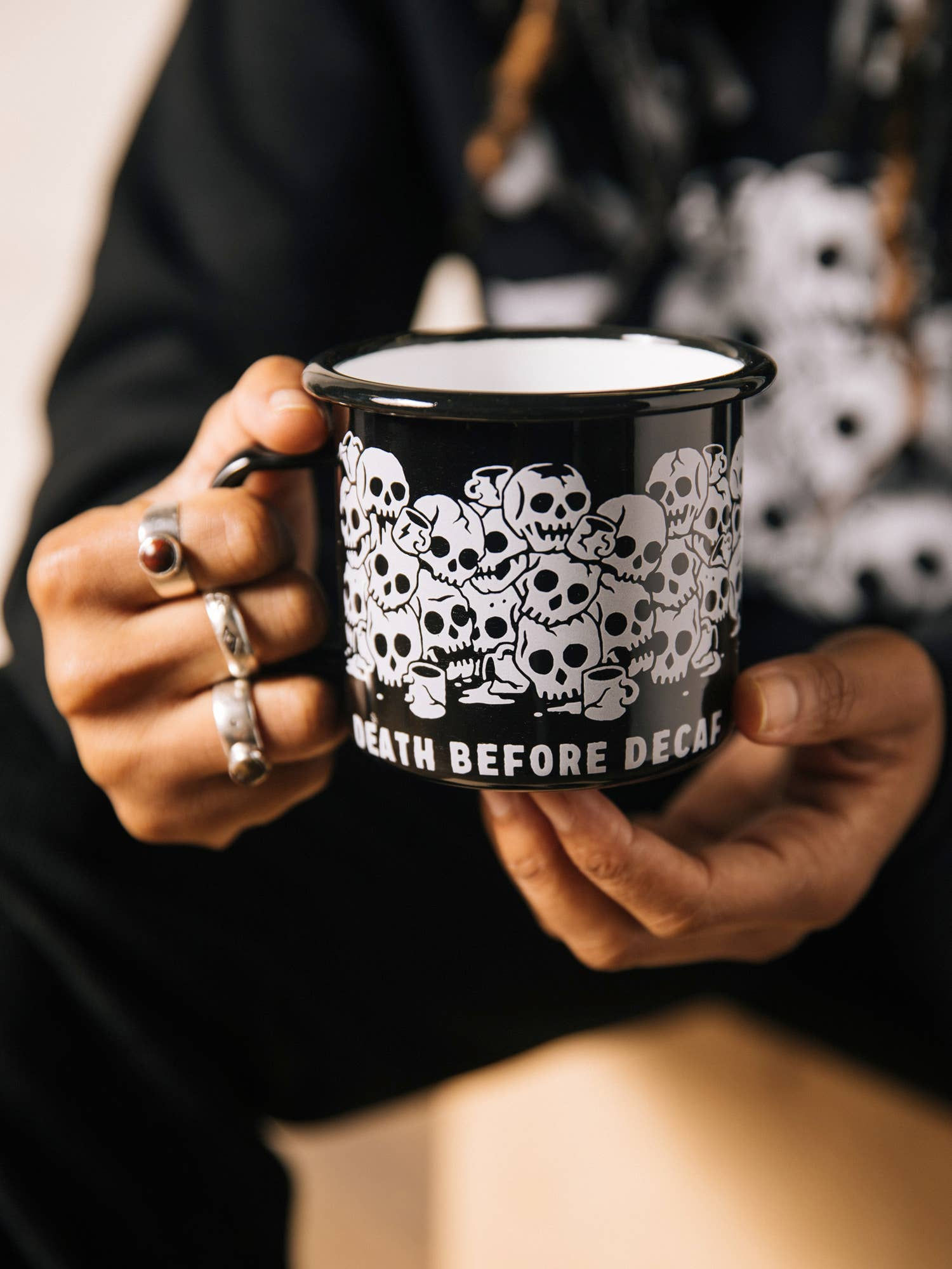 Death Before Decaf Enamel Mug