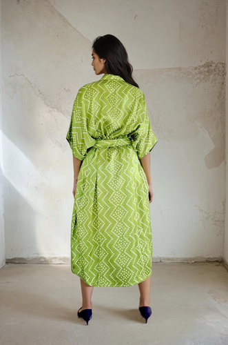 slim fit dress slacks Embroidered Bandhani Suit Set In Light Green
