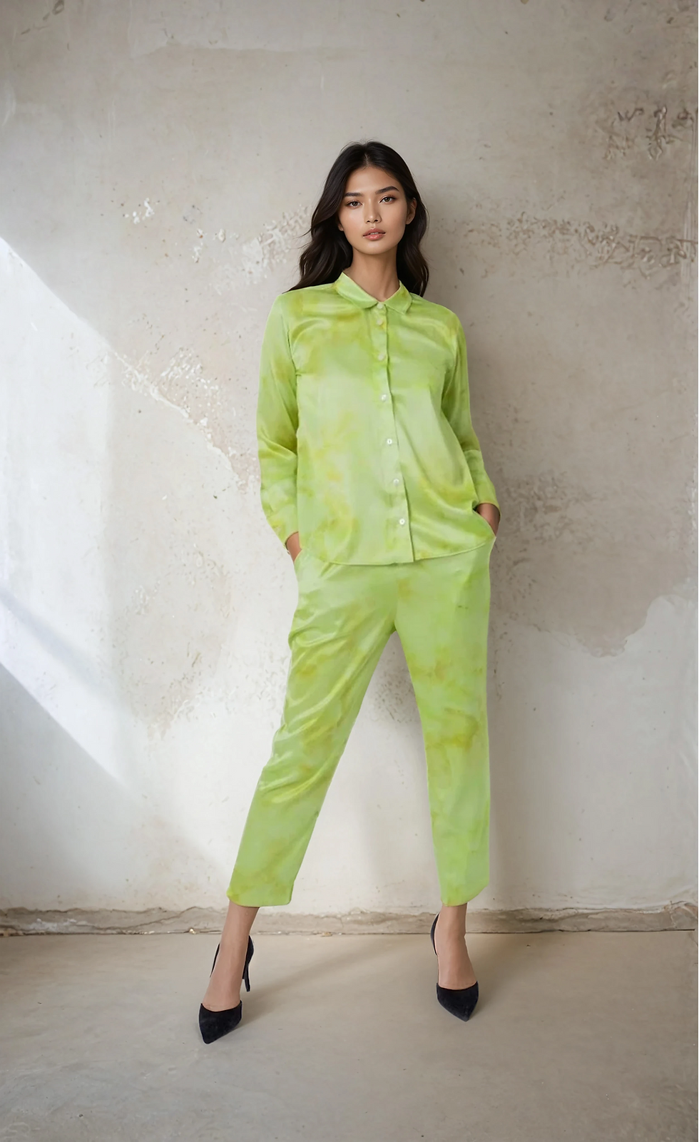 Neon tie-dye shirt & pant set