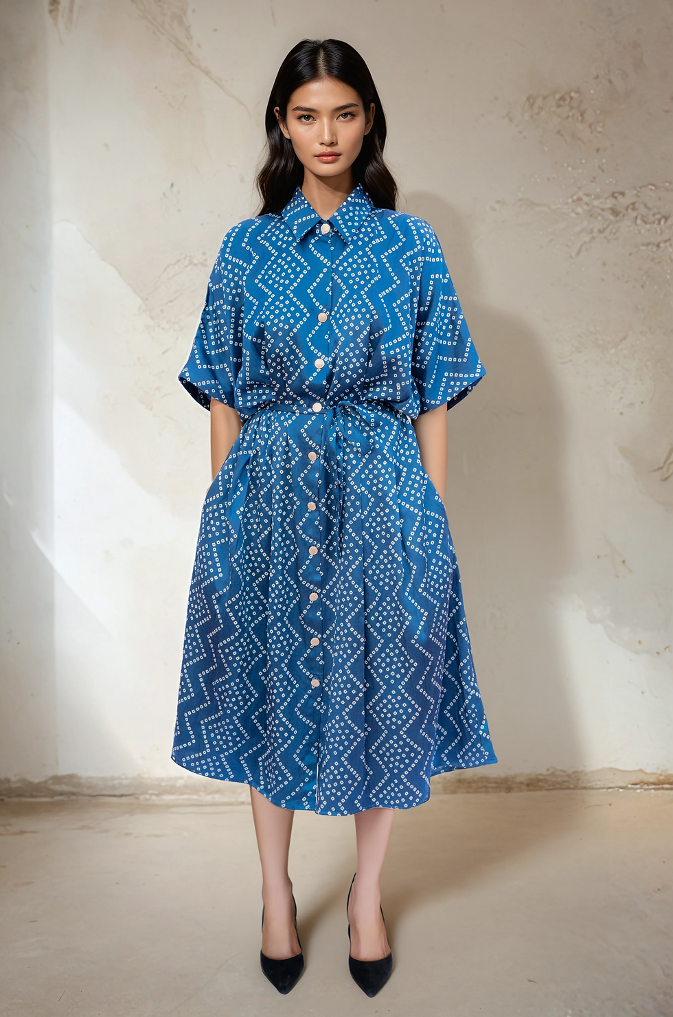 Blue Bandhani silk dress