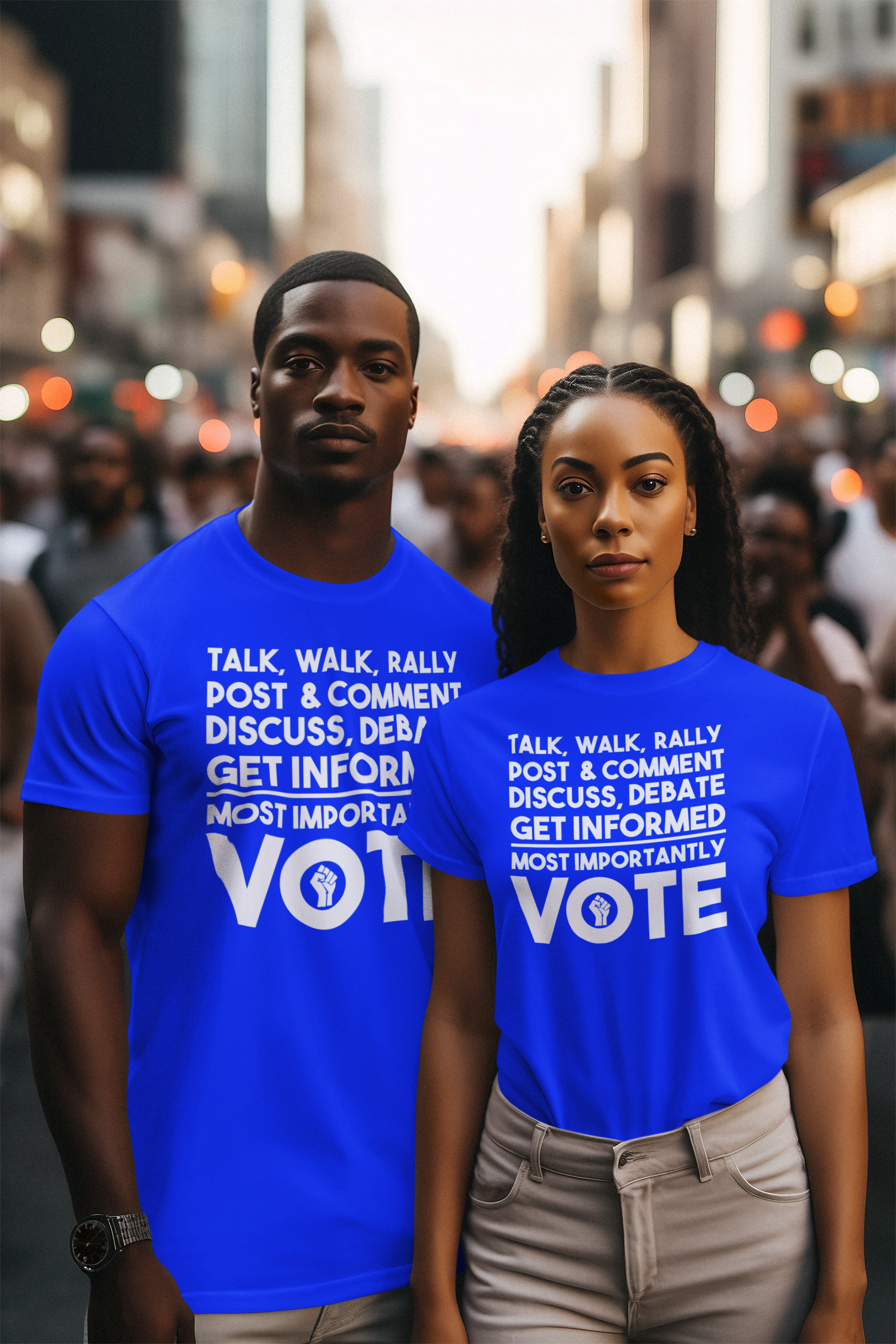 Blue and White Active and Vote Shirt