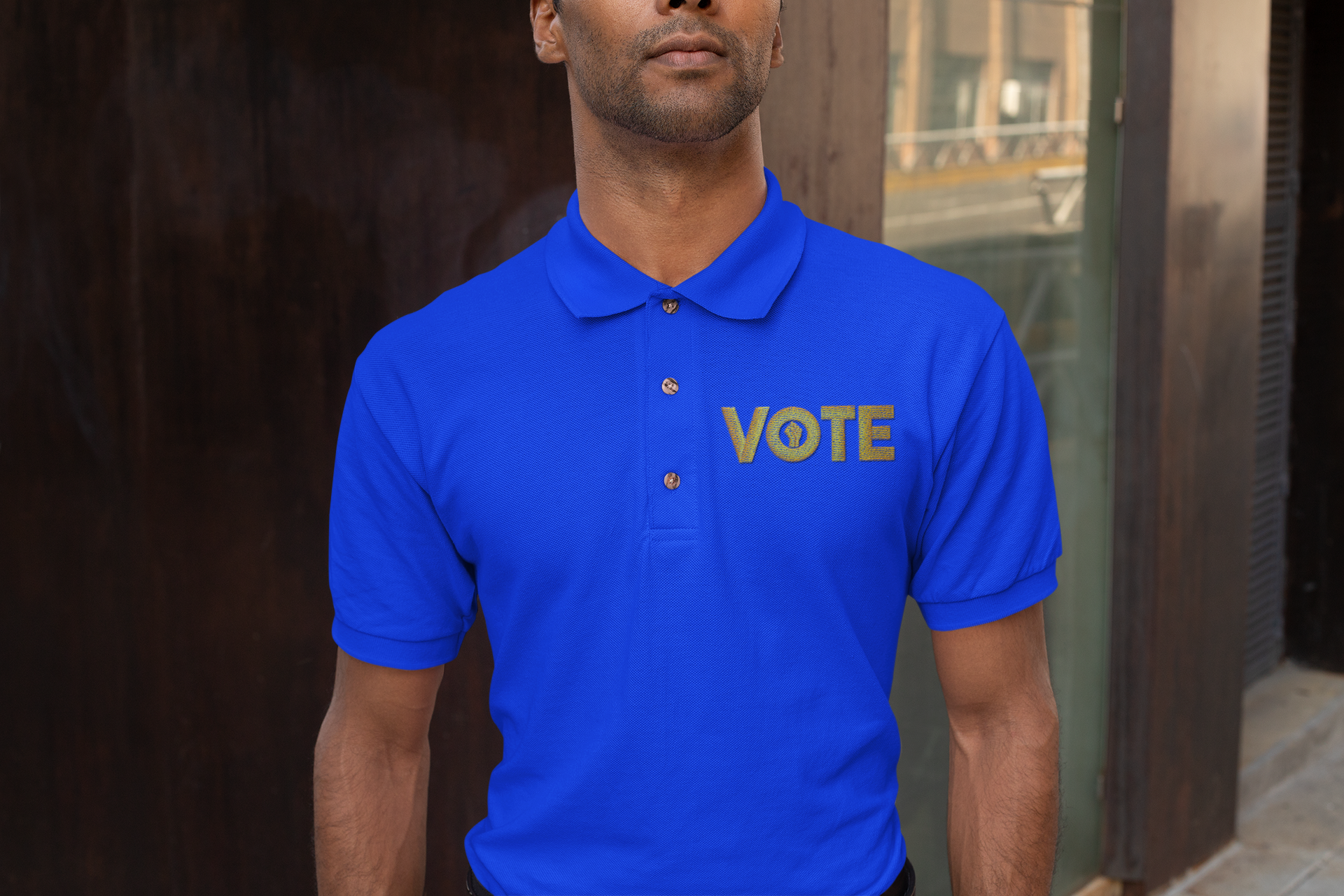 Blue and Gold VOTE Polo Shirt