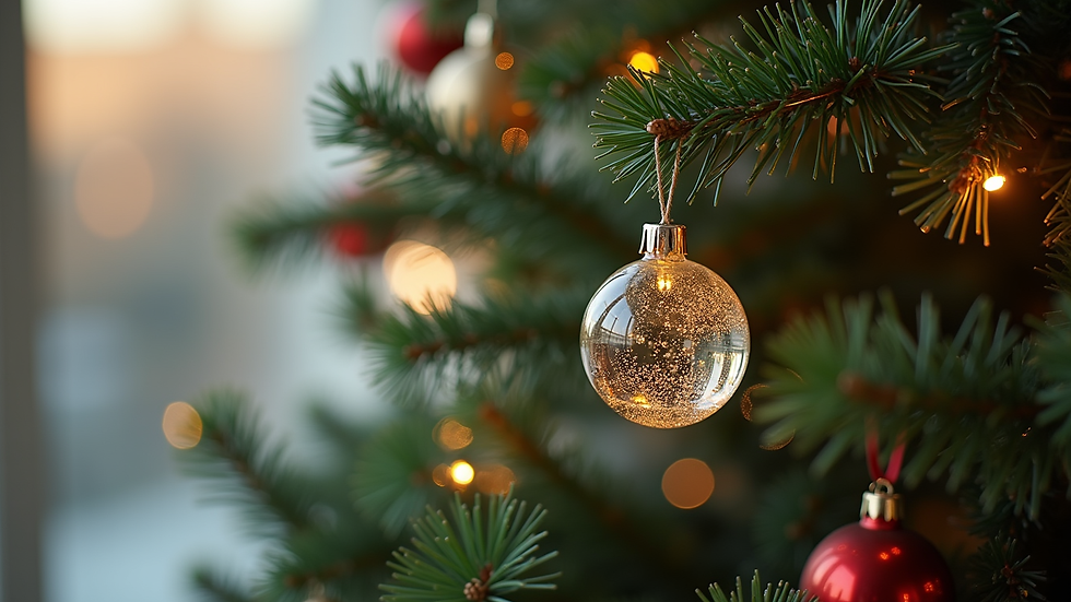 Close-up view of a Christmas tree stand filled with clean water