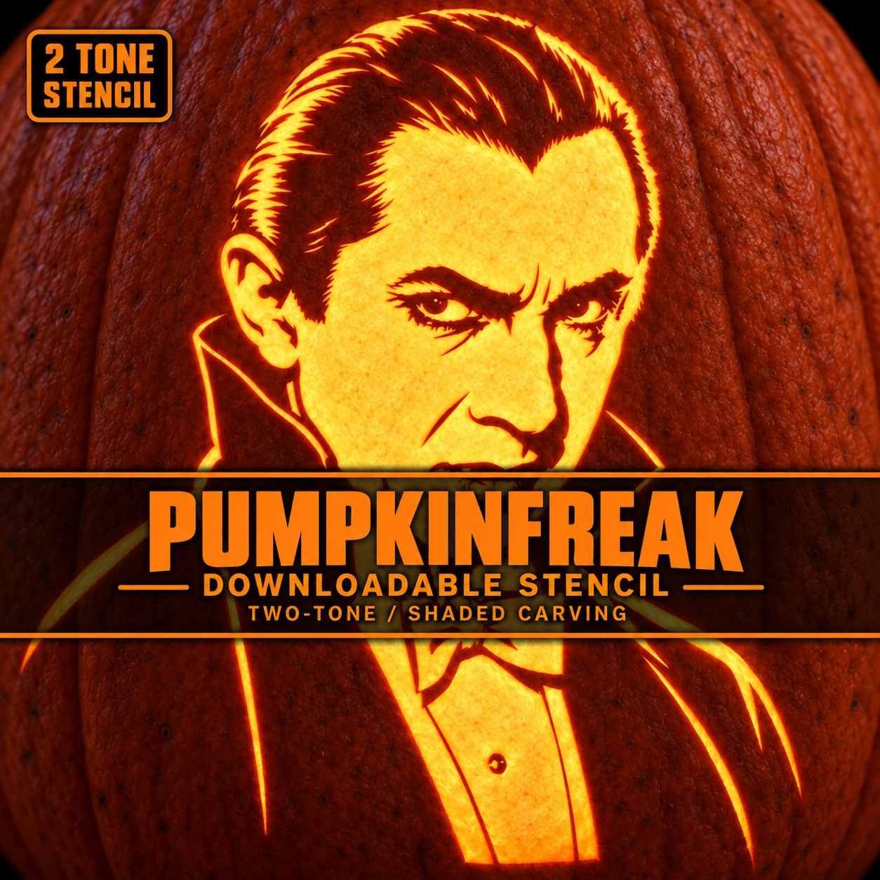 Count Dracula - 2 Tone Pumpkin Carving Stencil