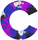 Canvas Consulting logo of black letter C covered in paint splatters