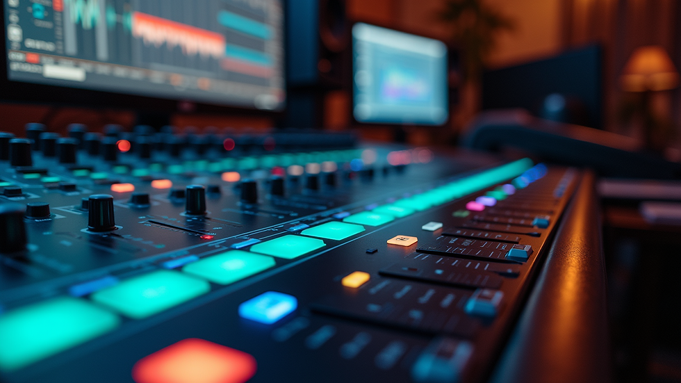 Eye-level view of a digital audio workstation screen with mixing software