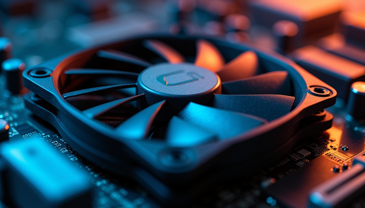 Close-up view of a high-performance CPU cooler mounted on a motherboard