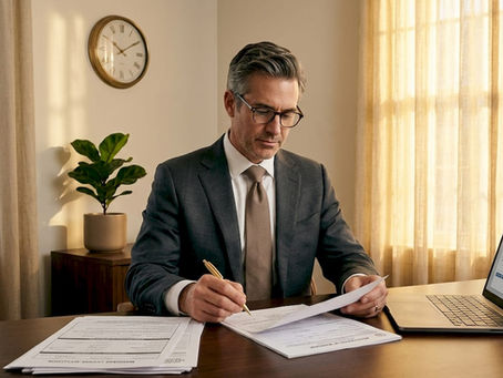 Marriage officiant reviewing UAE paperwork