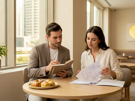 Couple reviewing UAE marriage documents