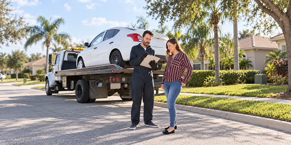 Customer selling a junk car for cash with vehicle pickup in Orlando, Florida