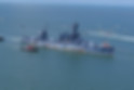 Aerial Photo of The Battleship Texas Being Moved