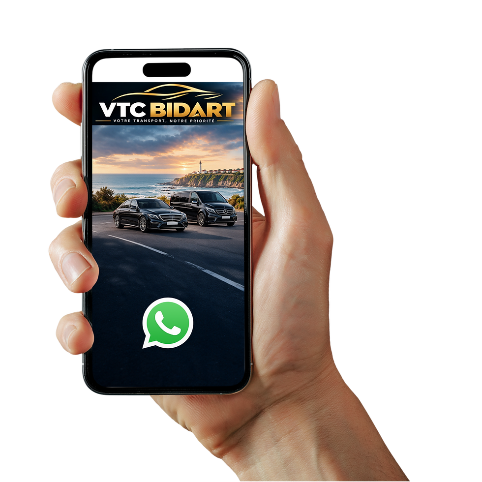 écran mobile de la page d’accueil du site VTC Bidart