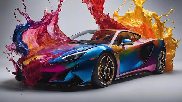 Voiture de sport avec de multiples peintures sur la carrosserie