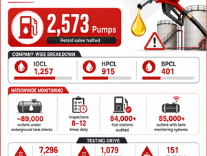 Government fuel contamination crackdown with petrol sales stopped at 2,573 pumps across India