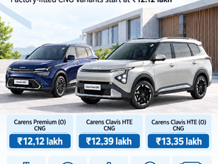 Kia Carens CNG and Carens Clavis CNG Launched From ₹12.12 Lakh – Factory-Fitted CNG, 96 PS and 6-Speed MT
