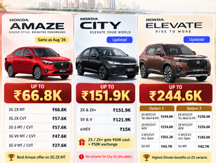 Honda Car Offers September 2026: Up To ₹2.45 Lakh Benefits On Elevate, ₹1.52 Lakh On City