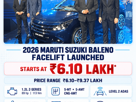 2026 Maruti Suzuki Baleno facelift launched at ₹6.10 lakh with Level 2 ADAS and CNG-AMT
