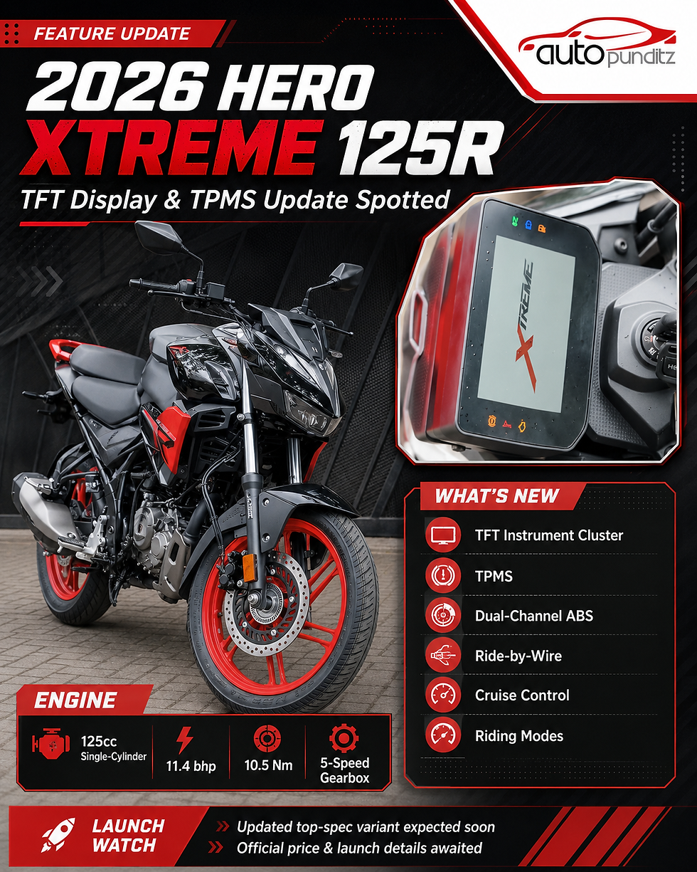 2026 Hero Xtreme 125R with new TFT instrument cluster and TPMS