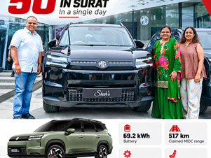 MG Hector Tomahawk EV customers in Surat, with delivery figures, battery specifications and prices.