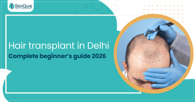 Hair transplant in Delhi procedure showing a doctor marking the hairline on a male patient’s scalp during pre-surgery planning for beginners guide 2026