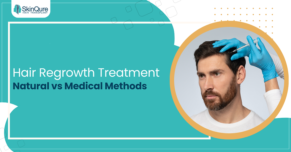 Doctor performing hair regrowth treatment on a man – comparison of natural vs medical hair restoration methods