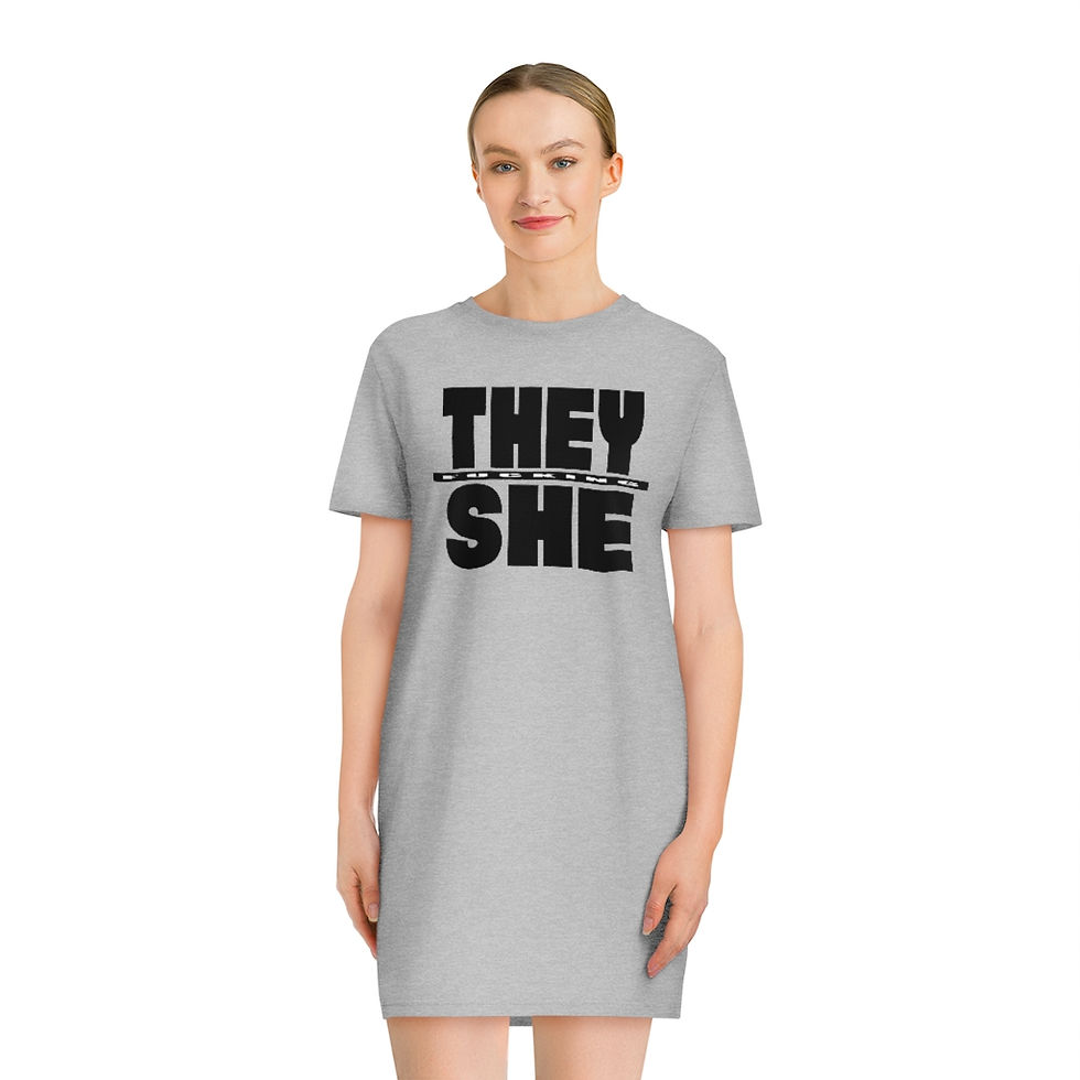 Thumbnail: Boldnouns They She Spinner T-Shirt Dress