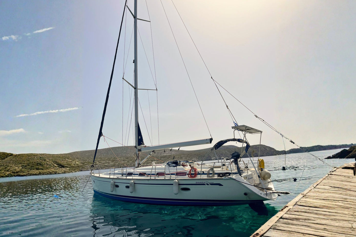 Spanaki Bavaria 41 sailing yacht docked at marina in Crete