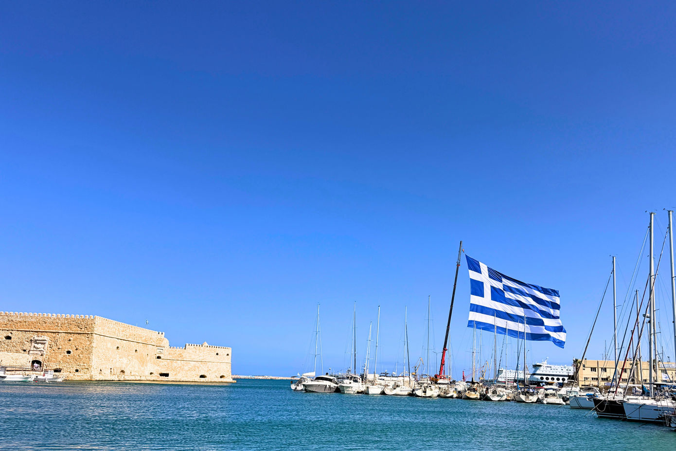 Heraklion harbor with Venetian fortress before Riviera sailing experience in Crete