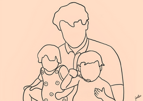 The twins with their dad