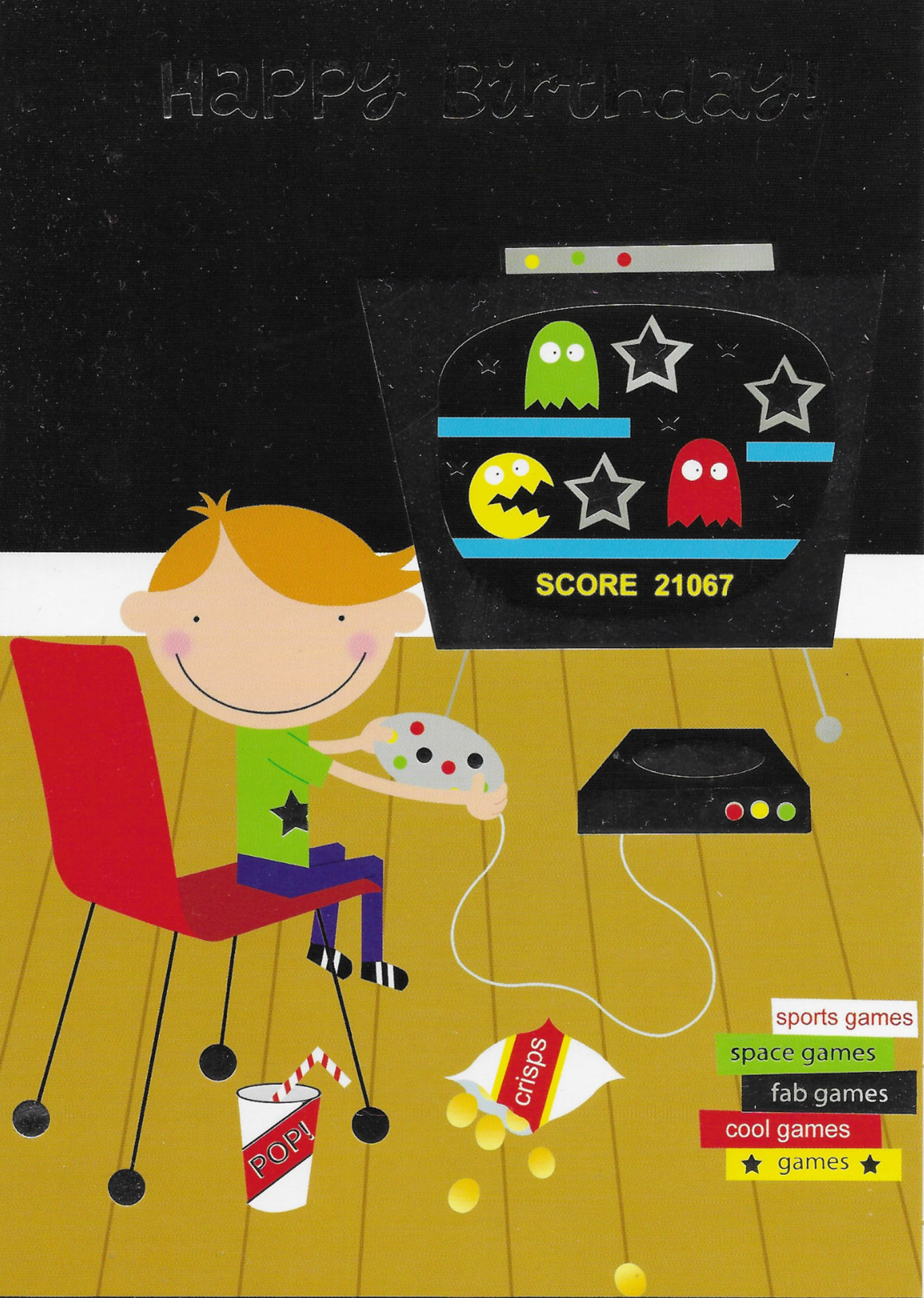 A Childs birthday card (Computer gamer)