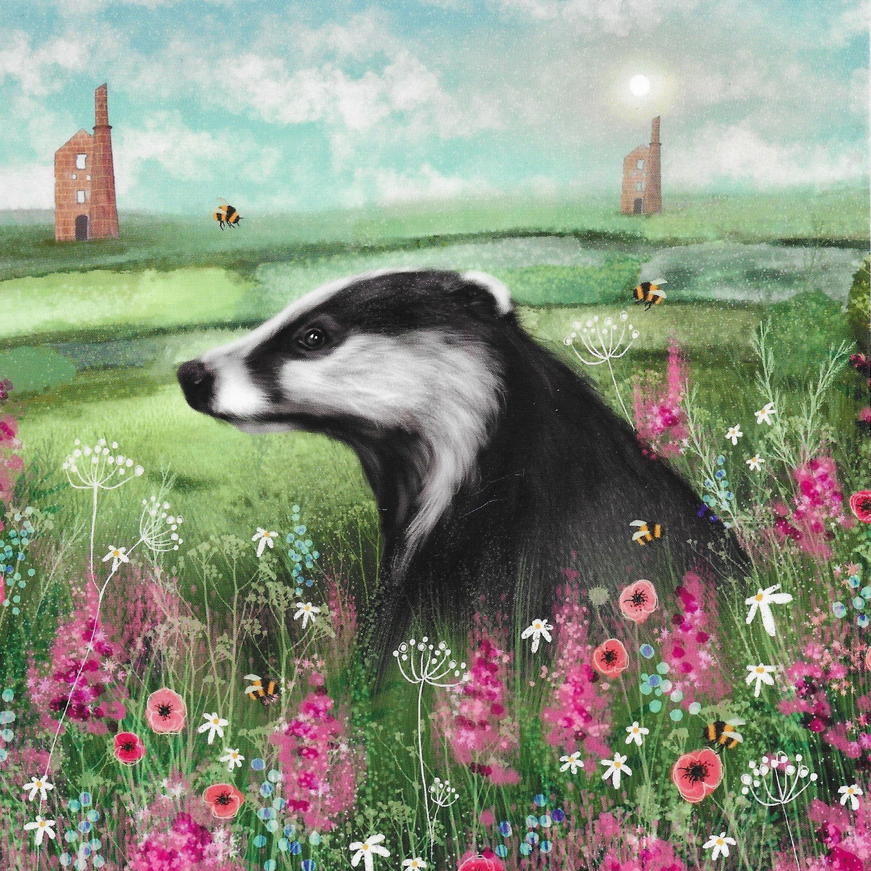 Badger amongst Poppies
