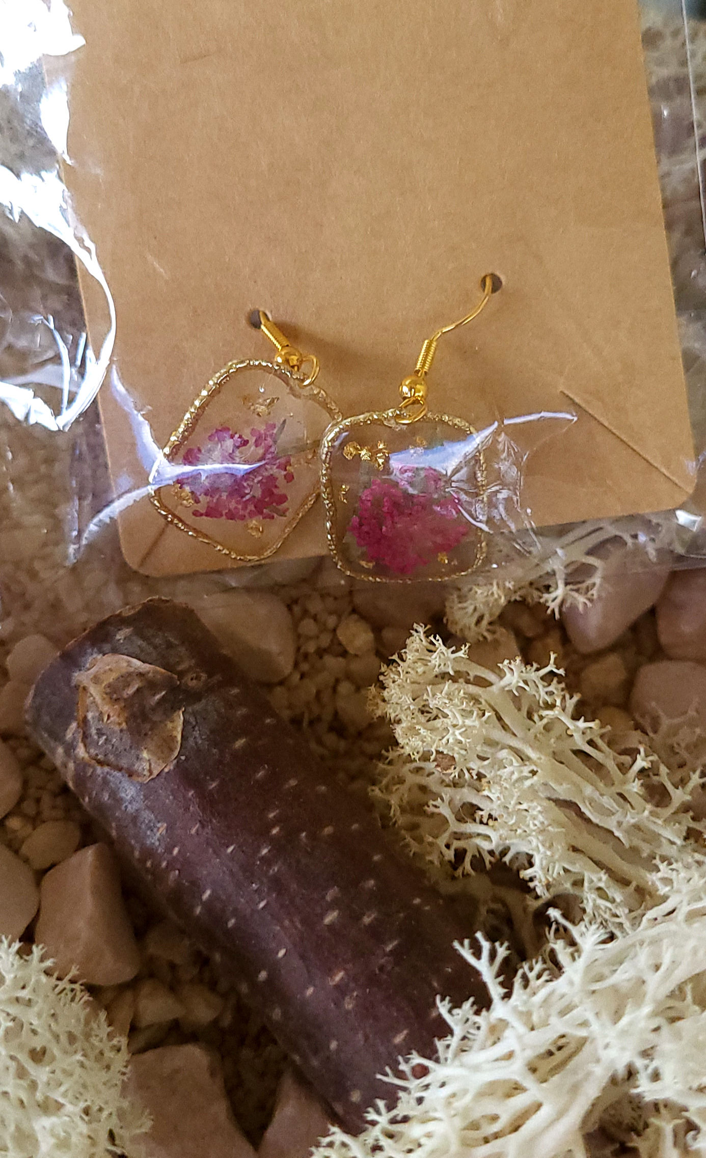 Boucle d'oreilles Fleurs séchées