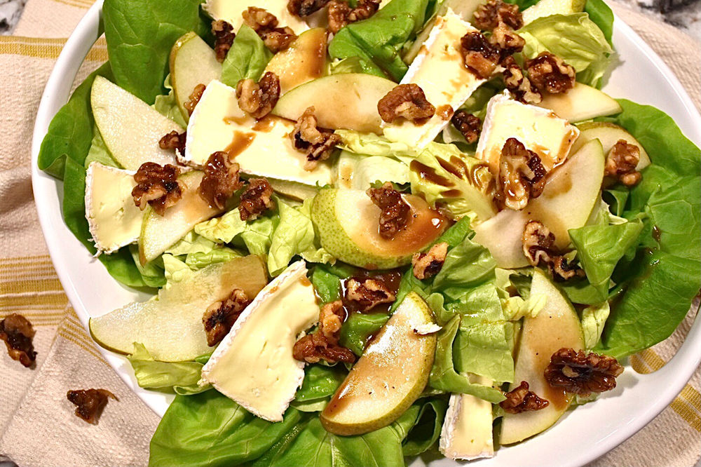 Pear and Brie Salad with Candied Walnuts