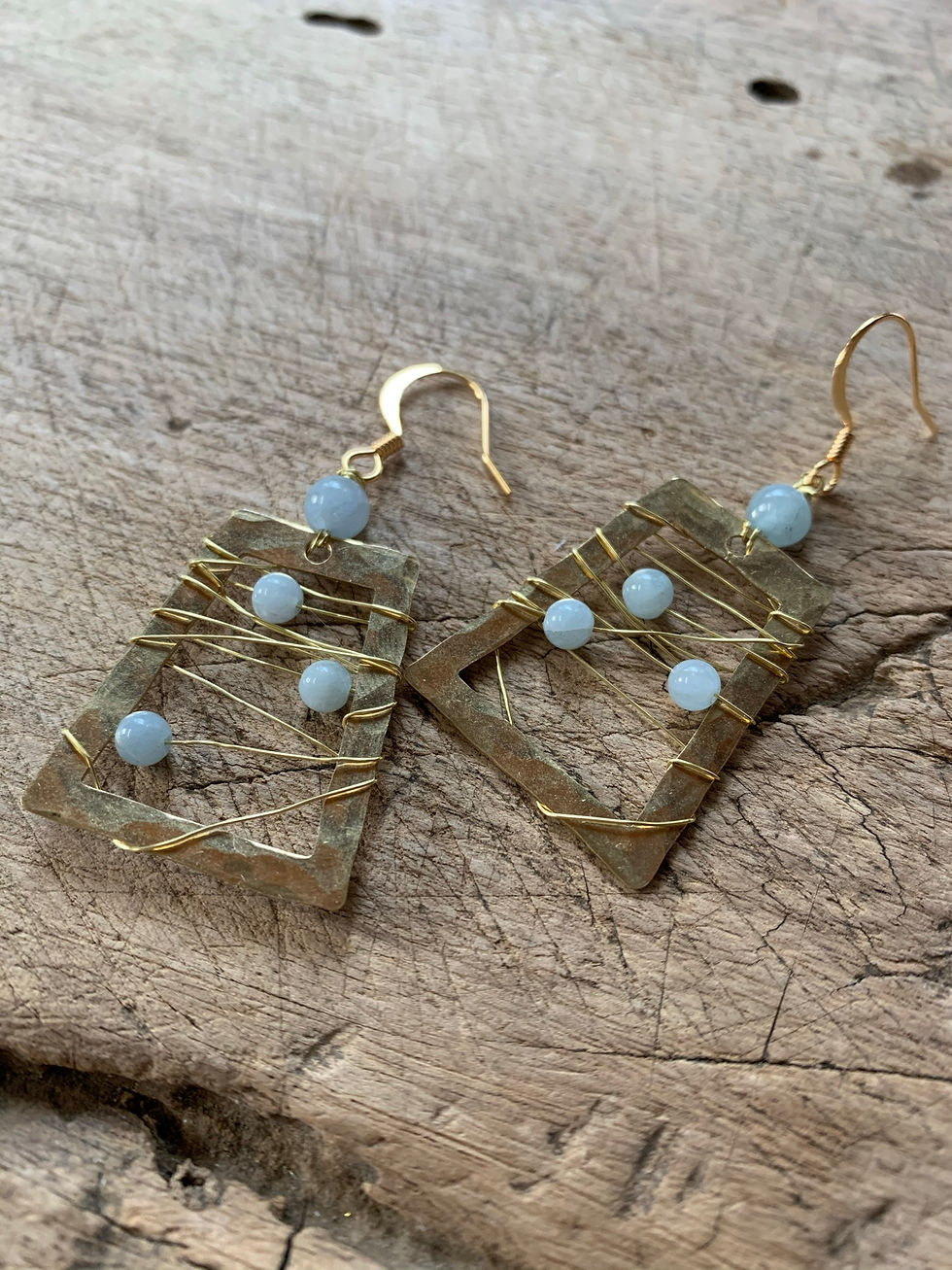 Thumbnail: Brass + Blue Agate Earrings