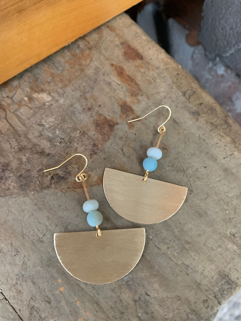 Thumbnail: Brass + Amazonite Earrings