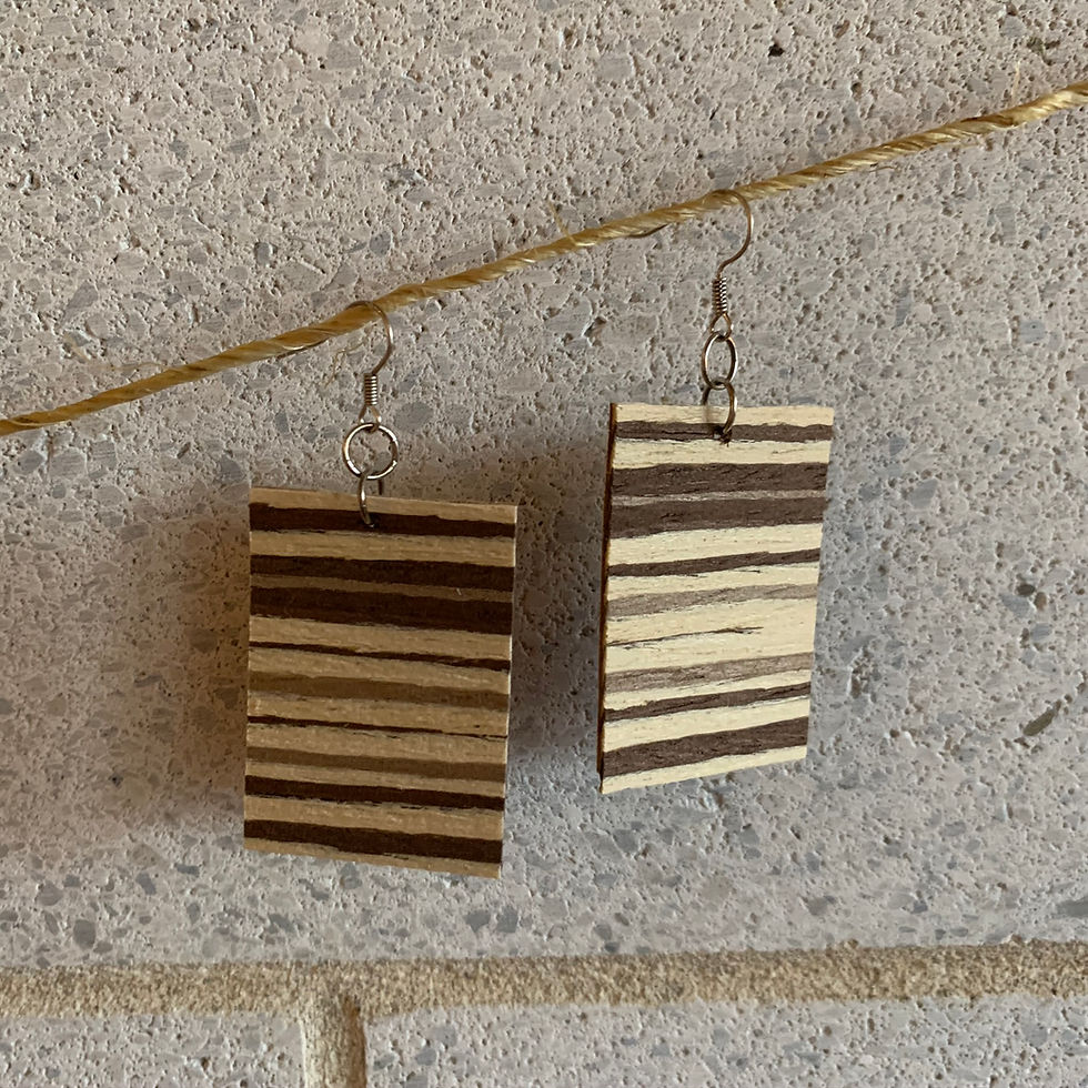 Thumbnail: Banded Wood Earrings