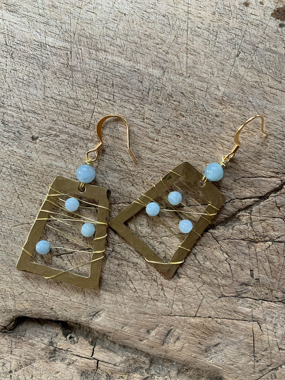 Thumbnail: Brass + Blue Agate Earrings