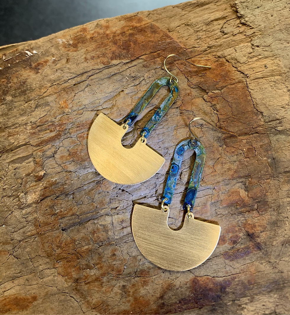 Thumbnail: Brass + Patina Brass Earrings