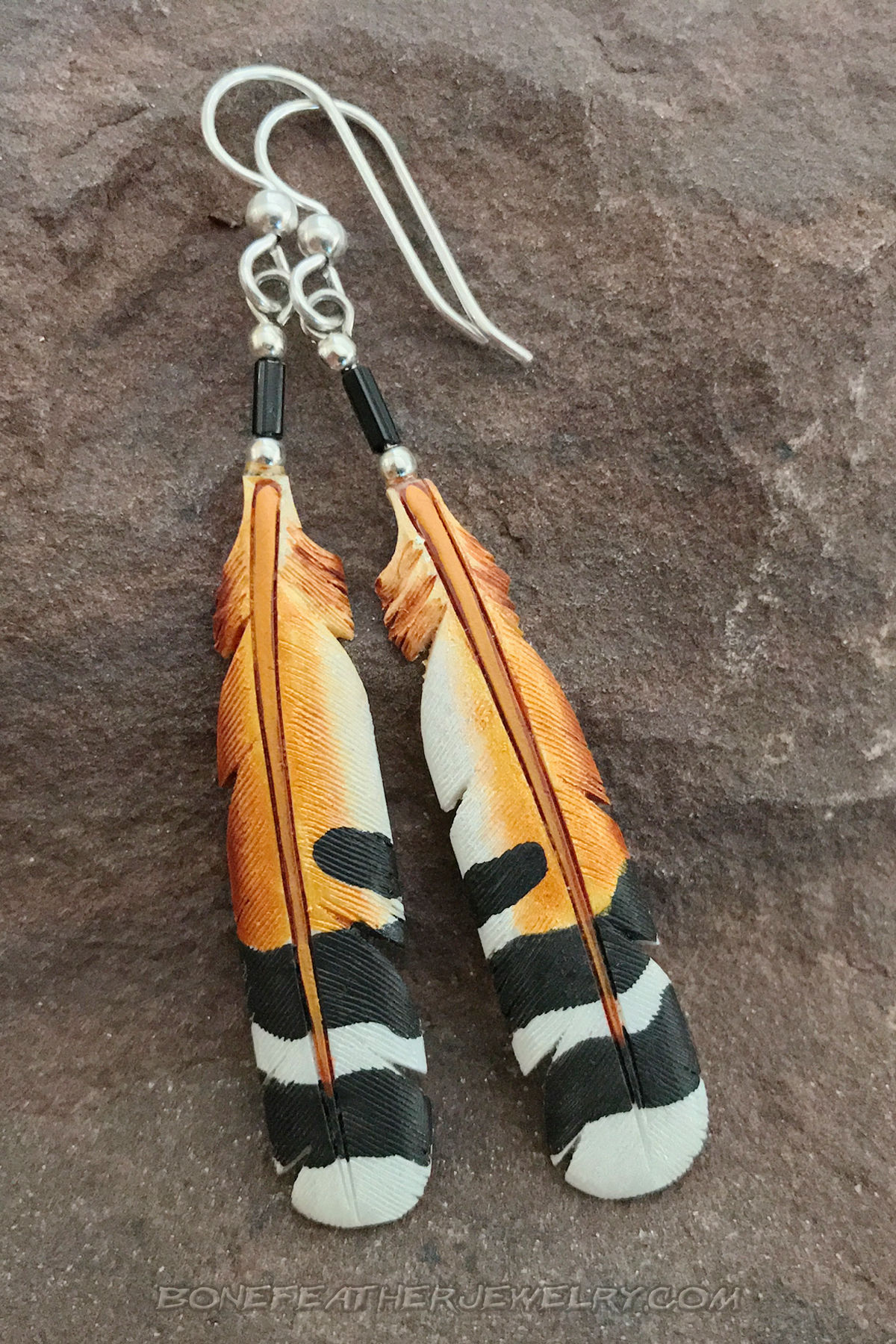 American Kestrel Inner Tail Bone Feather Earrings