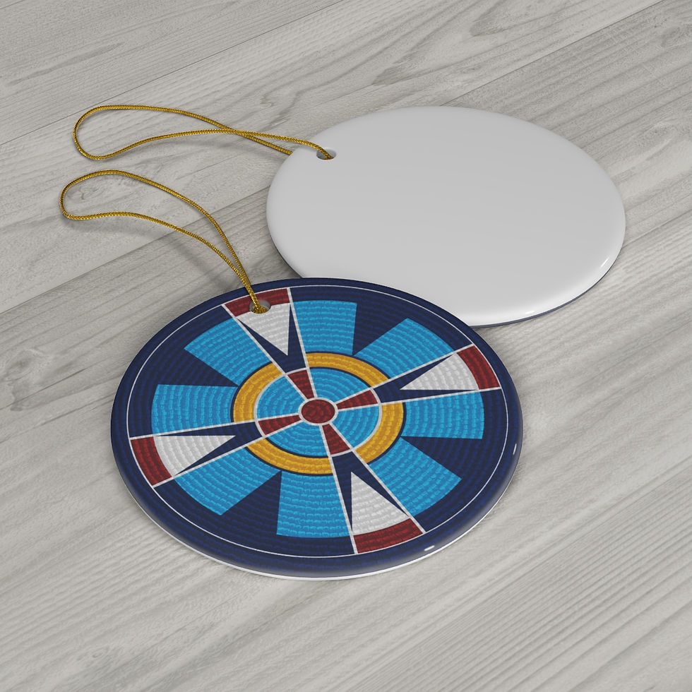 Beaded Rosette Design Ceramic Ornament