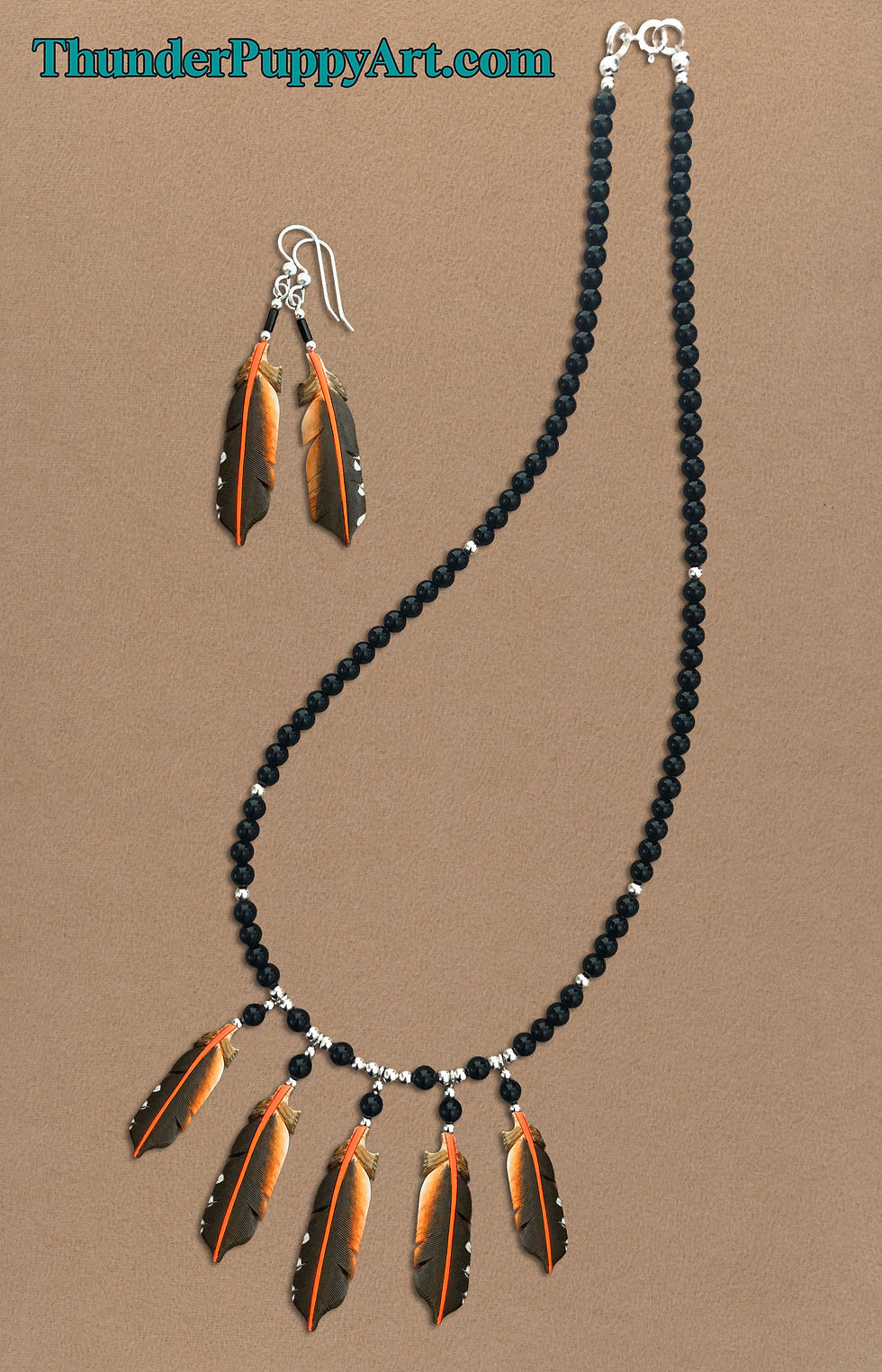 Thumbnail: Red-Shafted Flicker Tail Bone Feather Necklace Or Hat Pin