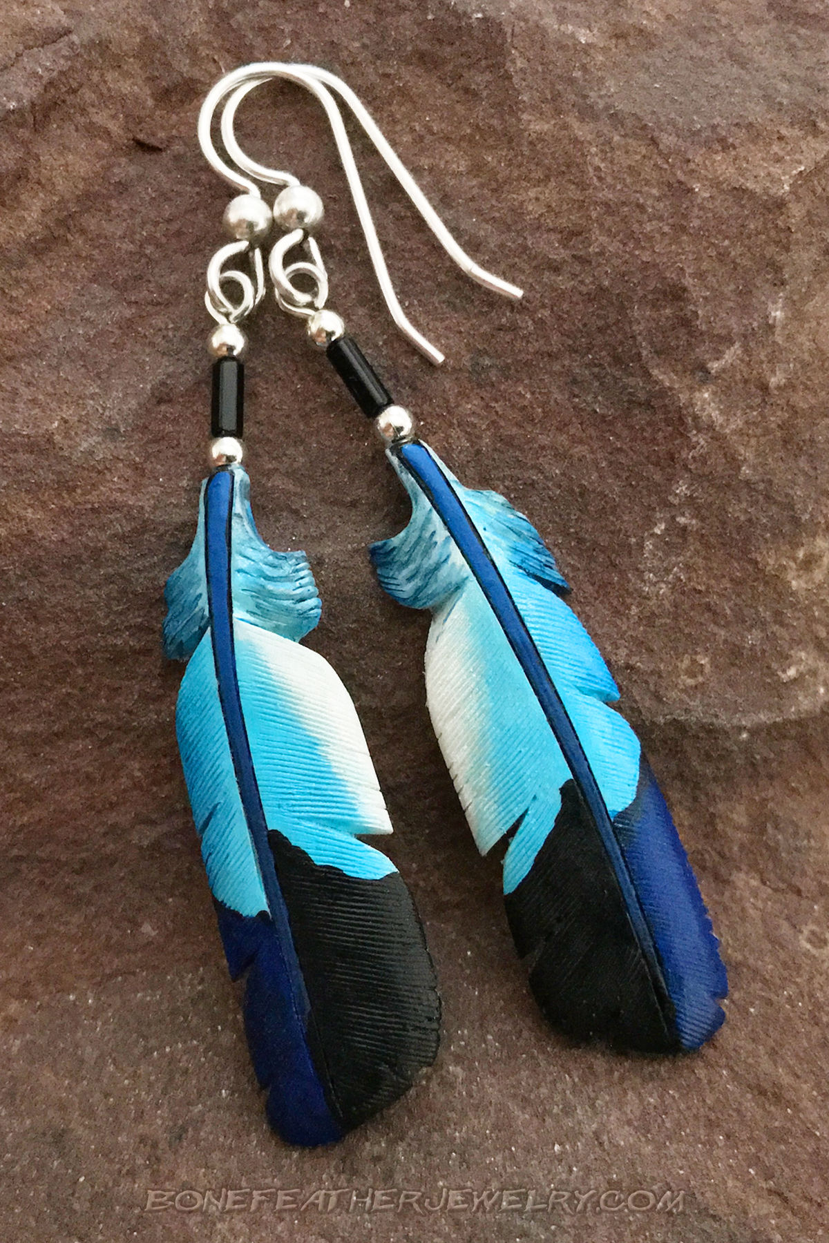 Lilac-Breasted Roller Secondary Bone Feather Earrings