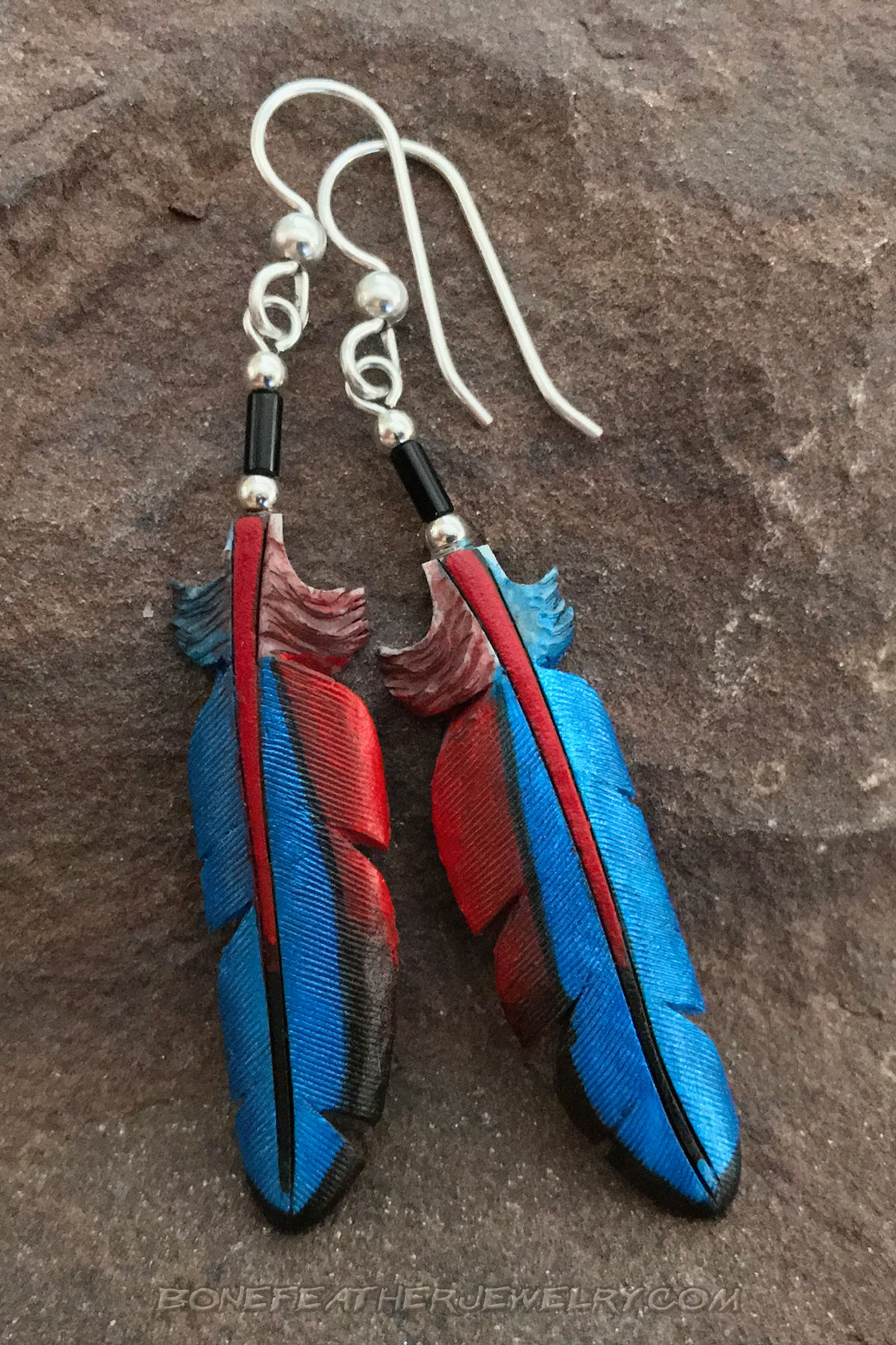Scarlet Macaw Primary Bone Feather Jewelry