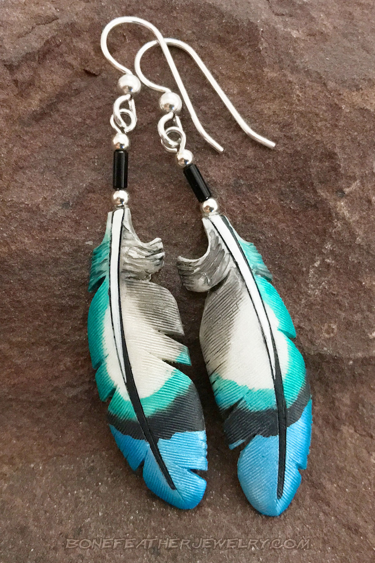 Violet Lovebird Tail Bone Feather Jewelry