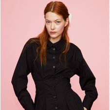 H&M | เสื้อเชิ้ตผ้าป๊อปลินเอวสอบ | XS 