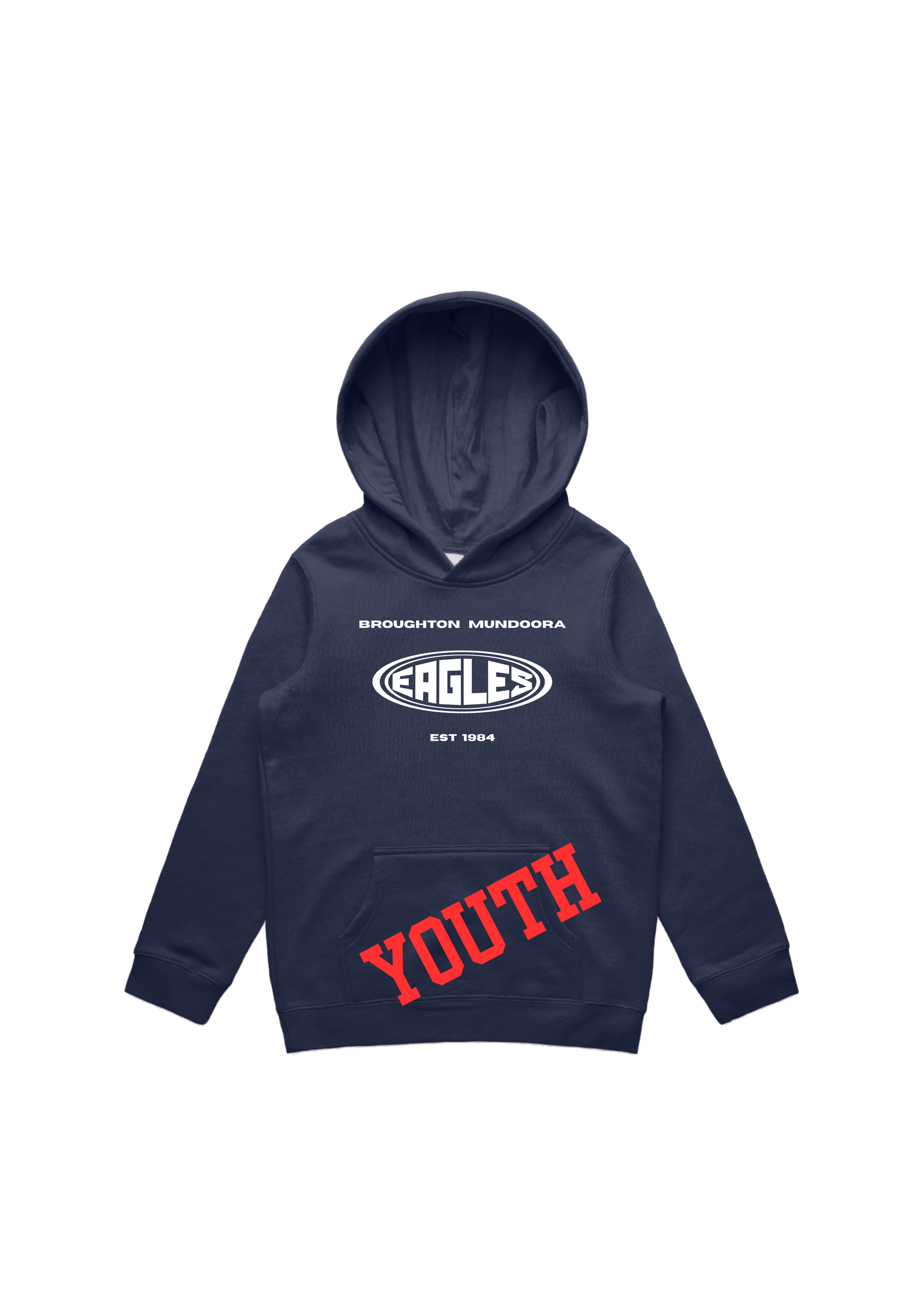 Youth Eagles Hoodie Navy White Logo (Digital Print)