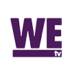 Purple and white WE TV logo