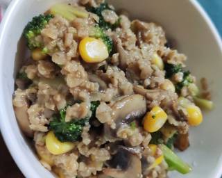 Mushroom, Broccoli, Corn oats